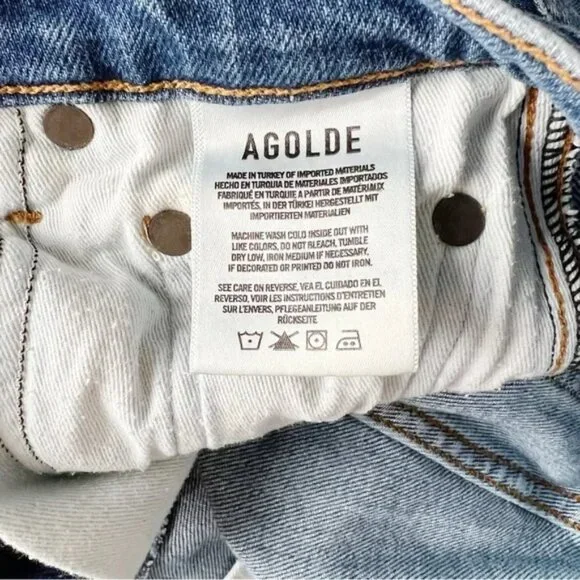 AGOLDE Pinch Waist High Rise Straight Jeans Size 24 Distressed Denim - Picture 5 of 5